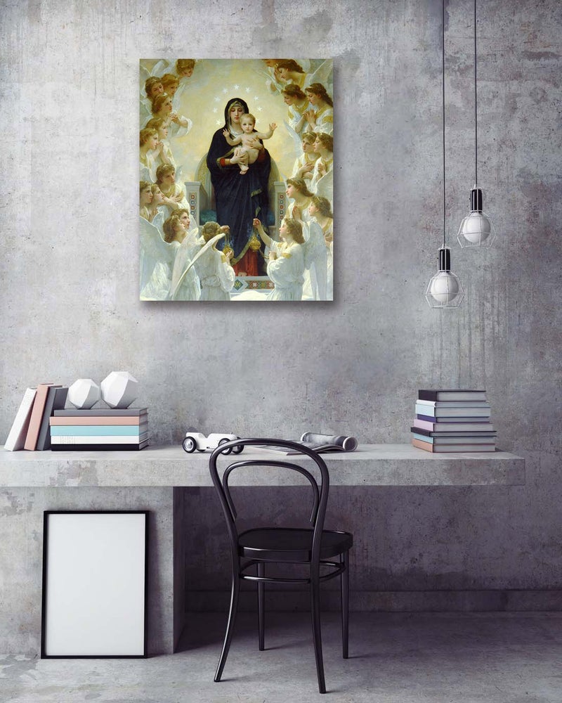 LB Virgin Mary Canvas Wall Art Christ Jesus in Heaven Angel Paradise Painting Canvas Prints Christian Living Room Bedroom Bathroom Home Decorations Ready to Hang,12x16 inch - Image 2